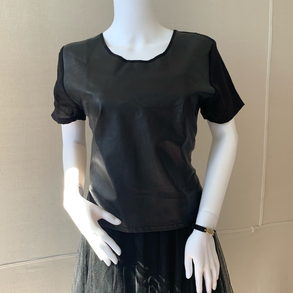 Piper Gore Leather Silk top Tee Shirt